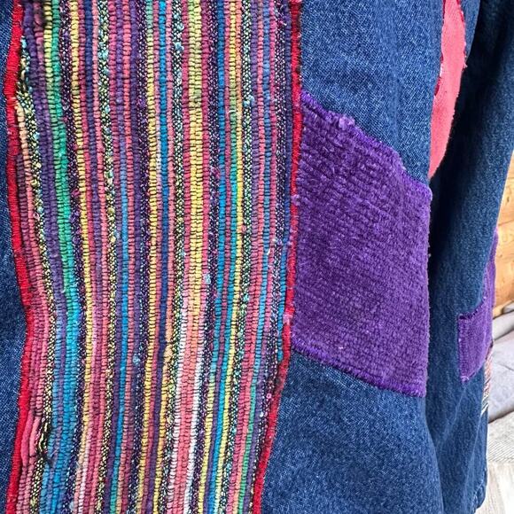 Legacy Denim Patchwork Embroidered‎ Jacket Boho Festival Artsy Small - Picture 11 of 16